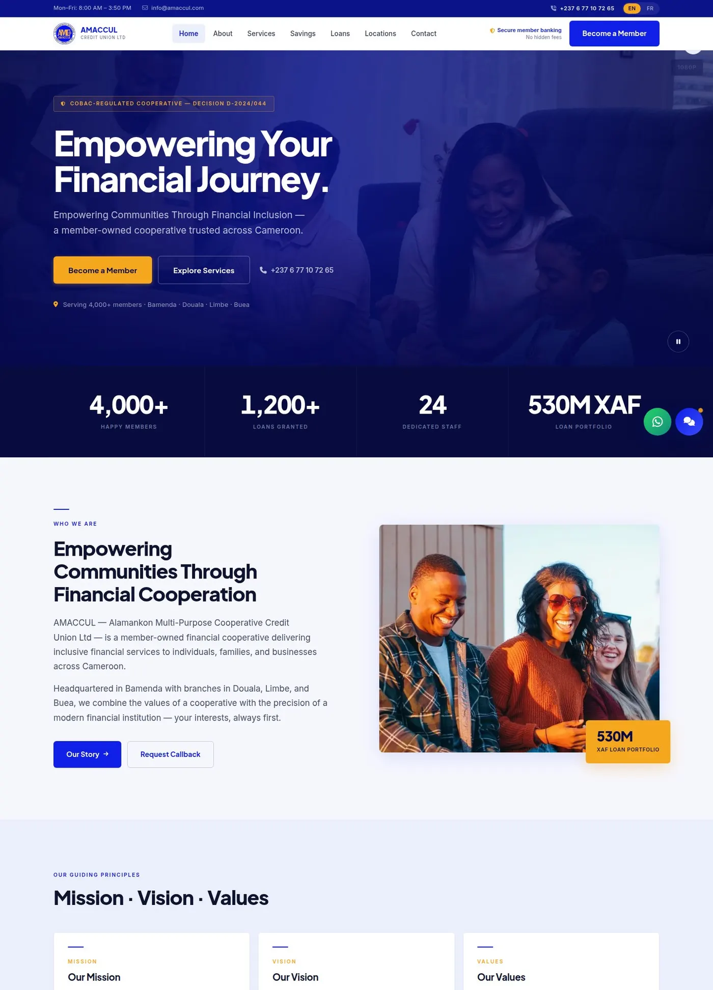 AMACCUL website on desktop