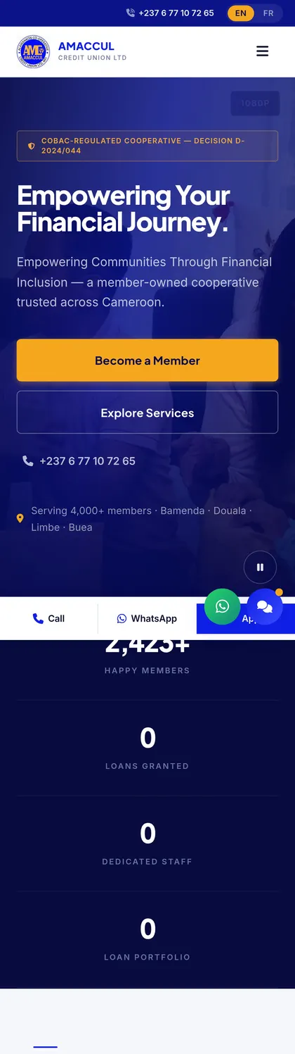 AMACCUL website on a phone