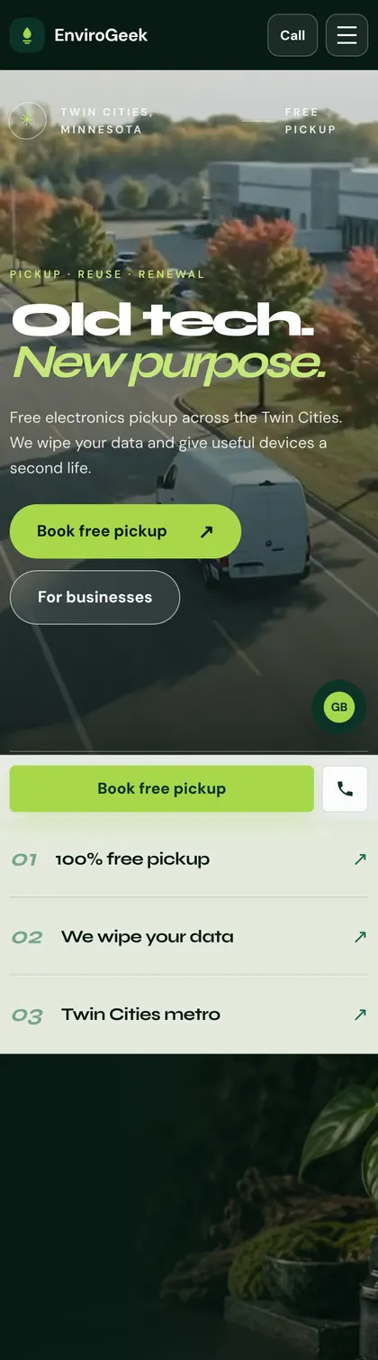 EnviroGeek live mobile website after launch