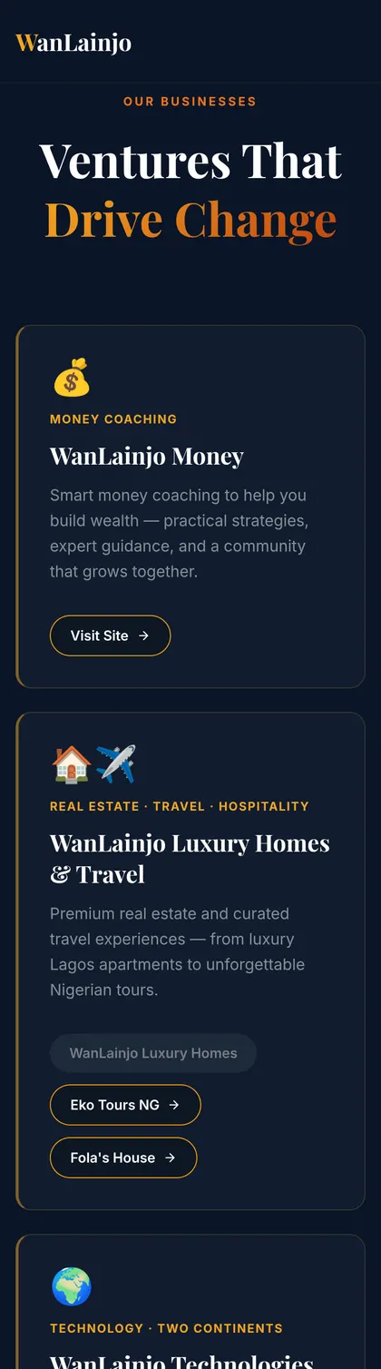 WanLainjo website on a phone
