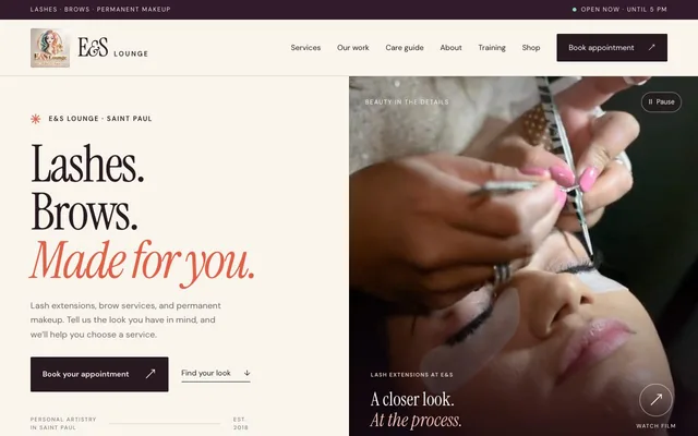 E&S Lounge website homepage
