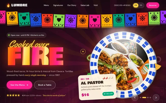 Lumbre website homepage