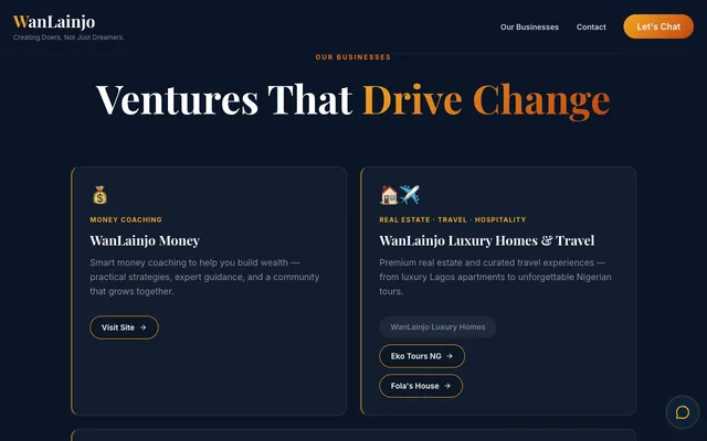 WanLainjo website homepage
