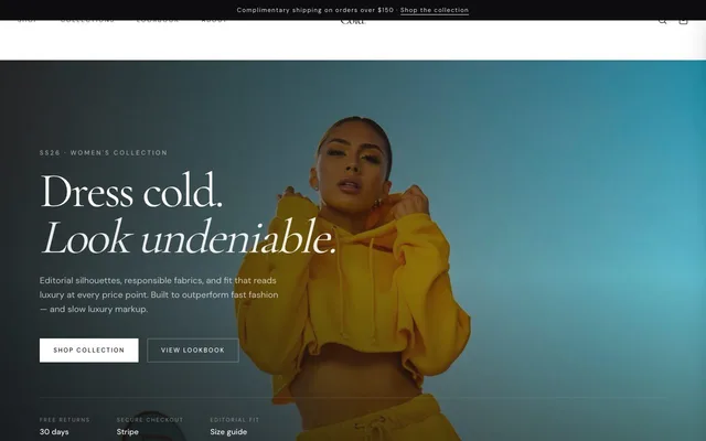 Cold Fashion website homepage
